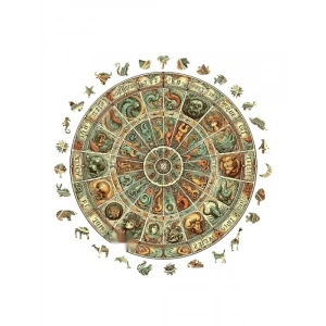 Ahşap Puzzle - Antik Zodyak Çarkı, 252 Parça, 29 x 29 cm, Yapıştırıcı Folyo Dahil