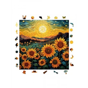 Ahşap Puzzle - Günebakan Tarlası