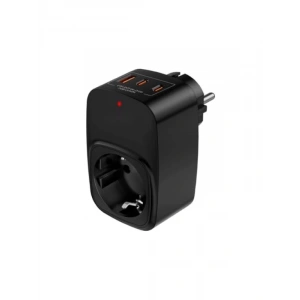 Akım Korumalı Tekli Duvar Prizi - 3680W Güç ve USB Girişleri