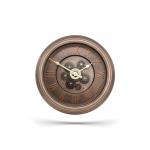 Antik Eskitme Kadranlı Duvar Saati, 40 CM Bronz Renk