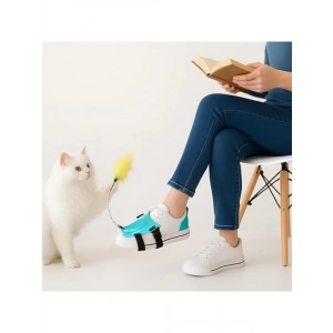 Ayağa Takılan Kedi Oyun Oltası - Tüylü Egzersiz Oyuncağı