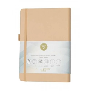 Bej Renkli Sert Kapaklı Lastikli Noktalı Defter - 14 x 20 cm