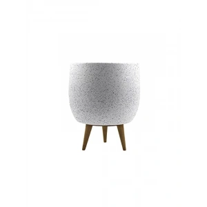 Beyaz Granit Toprak Saksı - 3 Ayaklı - 19 CM, Modern Tasarım