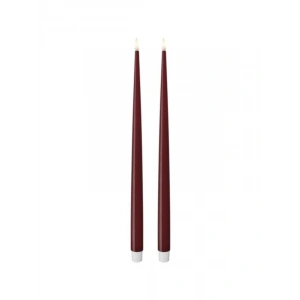 Bordo Renkli 2li Led Mum Seti - 38 cm