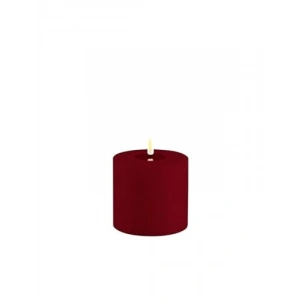 Bordo Renkli Led Dış Mekan Mum - 10x10 cm