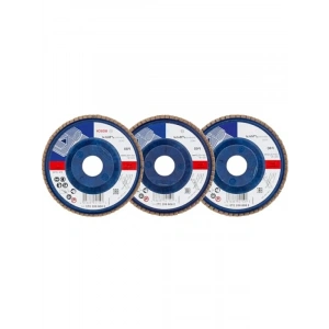 Bosch Professional 3 Adet Flap Disk Seti X431 Standard for Metal, Çelik ve Paslanmaz Çelik Taşlama için, Açılı, 115 mm, Kum Kalınlığı 40/60/80, Küçük Avuç Taşlama Makineleri için Uygundur