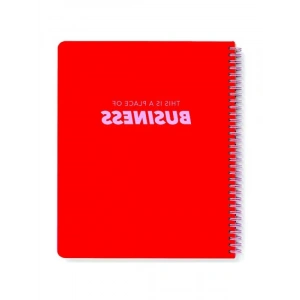 Büyük Kırmızı Spiral Defter - Pembe Mesajlı Eğlenceli Günlük