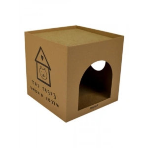 Çift Fonksiyonlu Karton Kedi Evi ve Tırmalama Kutusu - 32x32x32 cm