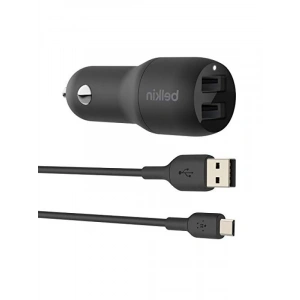 Çift USB Araç Şarj Cihazı, 24W, Mikro-USB Kablosu ile