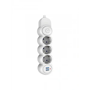 Çocuk Koruma Özellikli, Termal Akım Korumalı 3lü Priz, 2xUSB, 2m Kablo