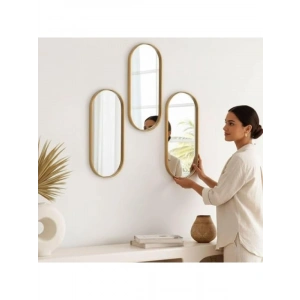 Çok Amaçlı Gold Oval Ayna ve Sunum Tepsisi (12x30 cm)