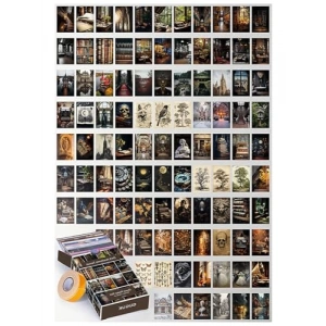 Dark Academia Temalı 99 Adet Duvar Poster Seti, Özel Tasarım Kutulu Oda Dekoru