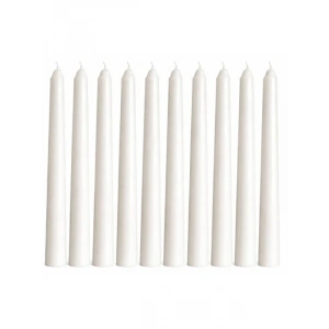 Dekoratif Beyaz Şamdan Mum Seti - 10lu Paket, 25 cm