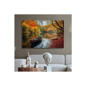 Dikdörtgen Kanvas Duvar Tablosu - Sandal ve Göl Manzarası (100 x 70 cm)
