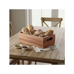 Doğal Ahşap Ekmeklik ve Çok Amaçlı Organizer Kutu – 25x14x8 cm