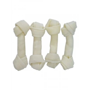 Doğal Beyaz Düğümlü Deri Kemik 4lü Set (5-5,5”) - Diş Sağlığına Destek