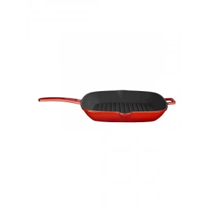 Döküm Izgara Tava - Metal Saplı - 28x28 cm - Kırmızı