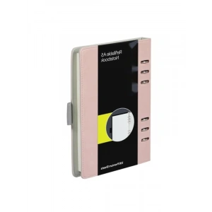 Doldurulabilir 6 Halkalı Not Defteri - 17,8 x 22,9 cm, Pembe Suni Deri