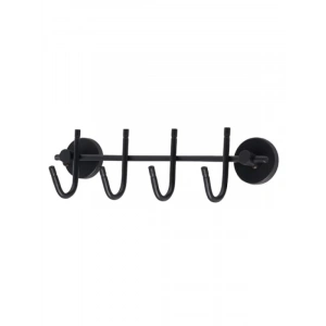 Duvara Monte Edilebilen 4 Kancalı Metal Askılık - Siyah