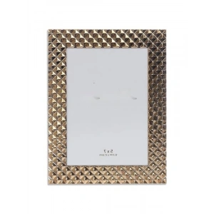Elmas Desenli Metal Resim Çerçevesi - 5x7 cm, Altın Renk