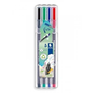 Ergonomik Üçgen Fineliner Kalem Seti, Klasik Renkler, 0.3 mm, 4lü
