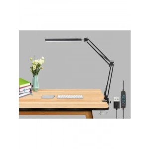 Esnek Kademeli LED Masa Lambası - 3 Modlu, Kıskaçlı, USB Kablolu