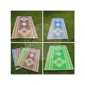 Geometrik Desenli Plastik Hasır Halı - 90x180 cm Piknik ve Bahçe için