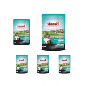 Gerçek Somon Eti İçeren Yüksek Nemli Kedi Konserve Jeli - 85 Gr (5 Paket)