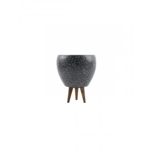 Gri Granit Desenli 15 Cm Üç Ayaklı Toprak Saksı