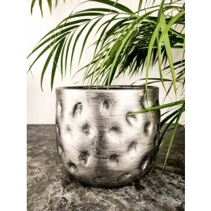 Gümüş Desenli 19 cm Toprak Saksı - Ev Dekorasyonu