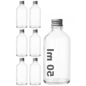Gümüş Metal Kapaklı 50 cc Hediyelik Shot Şişesi - 6 Adet