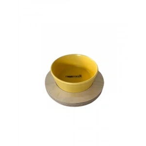 Hardal Renkli 13 Cm Tek Tablalı Seramik Mama/Su Kabı