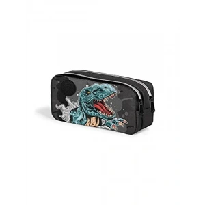 İki Bölmeli Siyah Dinozor Kalem Çanta