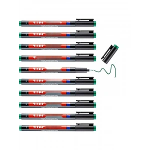 Kalıcı Yeşil Asetat Kalemi - 10lu Set, 0.6 mm Yuvarlak Uç