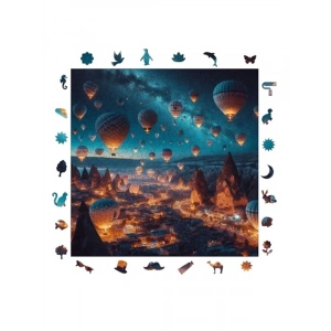 Kapadokya Temalı Ahşap Puzzle, 353 Parça, 29 x 29 cm, Yapıştırıcı Folyo Dahil