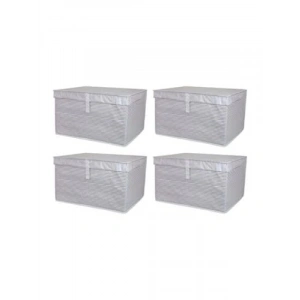 Kapaklı Çok Amaçlı Çamaşır Saklama Kutusu - 4 Adet, 50x40x30 cm, Gri