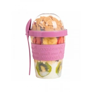 Kaşıklı Hazneli Meyveli Yoğurt Kabı - 600 ml, Renkli Seçenekler