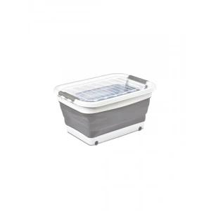 Katlanabilir Silikon Saklama Sepeti, 30 Litre, Tekerlekli