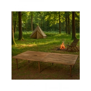 Katlanır Ahşap Piknik ve Bahçe Masası 70x150 cm - Ceviz Renk
