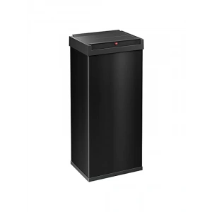 Kendinden Kapanan Kapaklı 52 Litre Çöp Kutusu - Siyah Metal Gövde