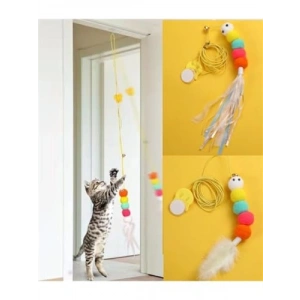 Kendinden Yapışkanlı Kedi Oyun Oltası, Eğlenceli Tüylü Oyuncak