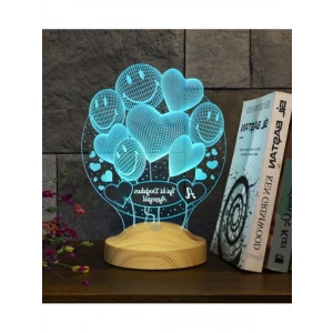Kişiye Özel 3D Kalp LED Lamba - Renkli Işık ve Gökkuşağı Geçişi