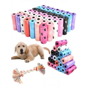 Kokusuz Köpek Kaka Poşeti - 8 Rulo, 120 Parça - Küçük Irk Halatı Hediye