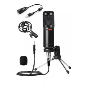 Kondansatör Stüdyo Mikrofonu - Mini Tripod ve Ses Kartı ile
