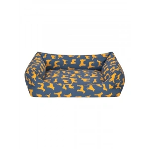 Lacivert-Sarı Renk Kombinasyonlu Orta Boy Köpek Yatağı (60x70 cm)