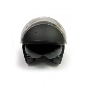 Mat Siyah Vintage Stil Çift Vizörlü Motosiklet Yarım Kask - XL