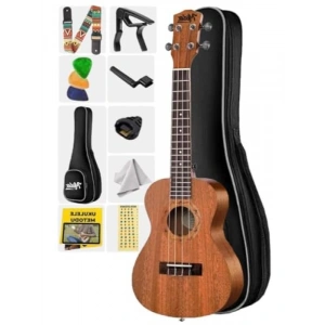 Maun Ağaçlı Konser Ukulele Seti (Softcase, Capo, Nota ve Daha Fazlası)
