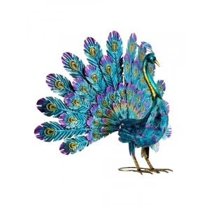 Metal Tavus Kuşu Bahçe Heykeli, 81x30x58 cm