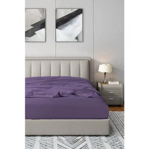 Mürdüm Renk 180x200 cm Lastikli Fitted Penye Çarşaf