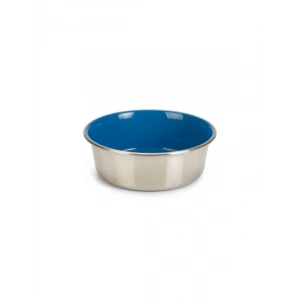 Paslanmaz Çelik Köpek Mama ve Su Kabı, Mavi İç Kaplama, 16 cm, 940 ml